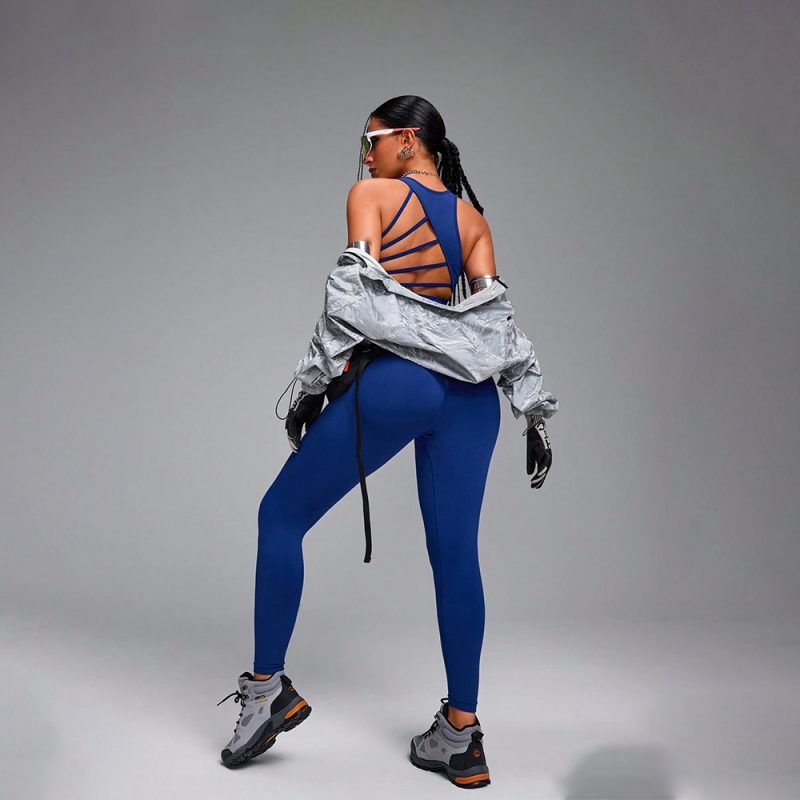 Compleu set sport damă talie înaltă Albastru – FITINT 507 2025 3