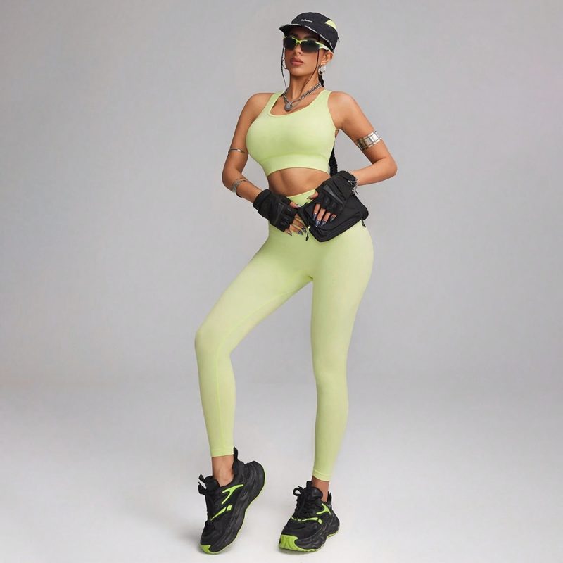 Compleu set sport damă talie înaltă Verde – FITINT 507 2025 1