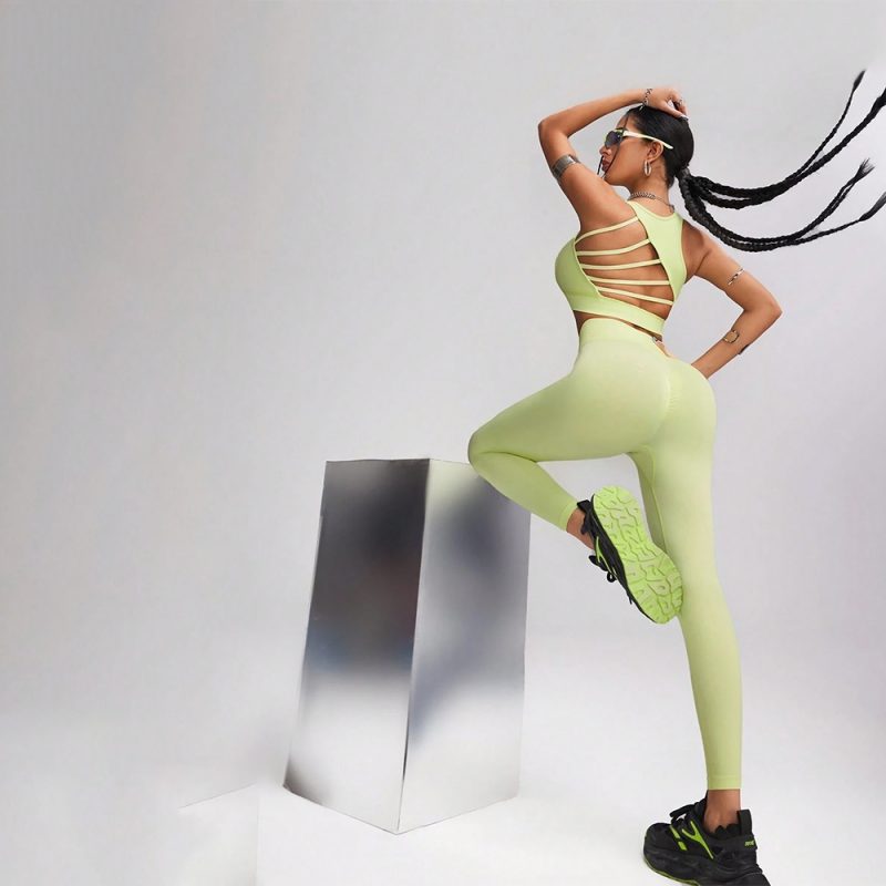 Compleu set sport damă talie înaltă Verde – FITINT 507 2025 3