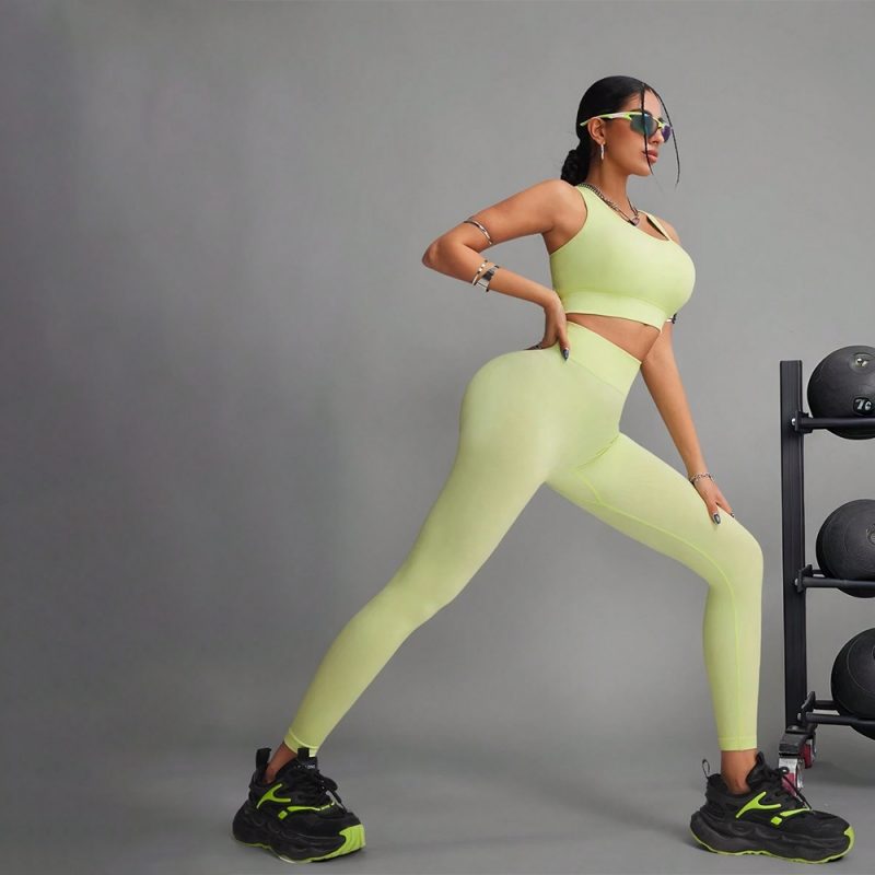 Compleu set sport damă talie înaltă Verde – FITINT 507 2025 6
