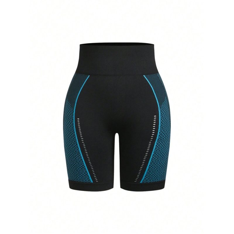 Colanți scurți sport damă push-up talie înaltă Albastru – FITINT 162 2025 3