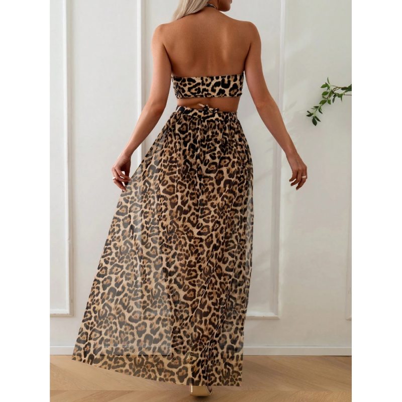 Costum de baie dama 2 piese cu rochie de plaja Animal Print – FITINT 477 2025 4