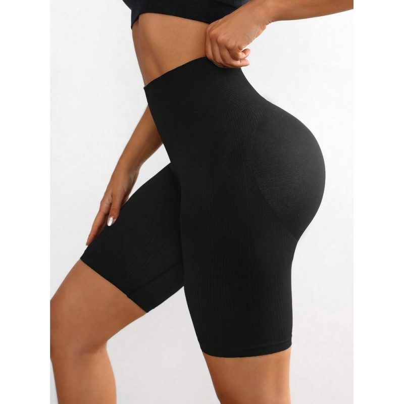 Colanți scurți sport damă talie înaltă Negru – FITINT 468 2025 4