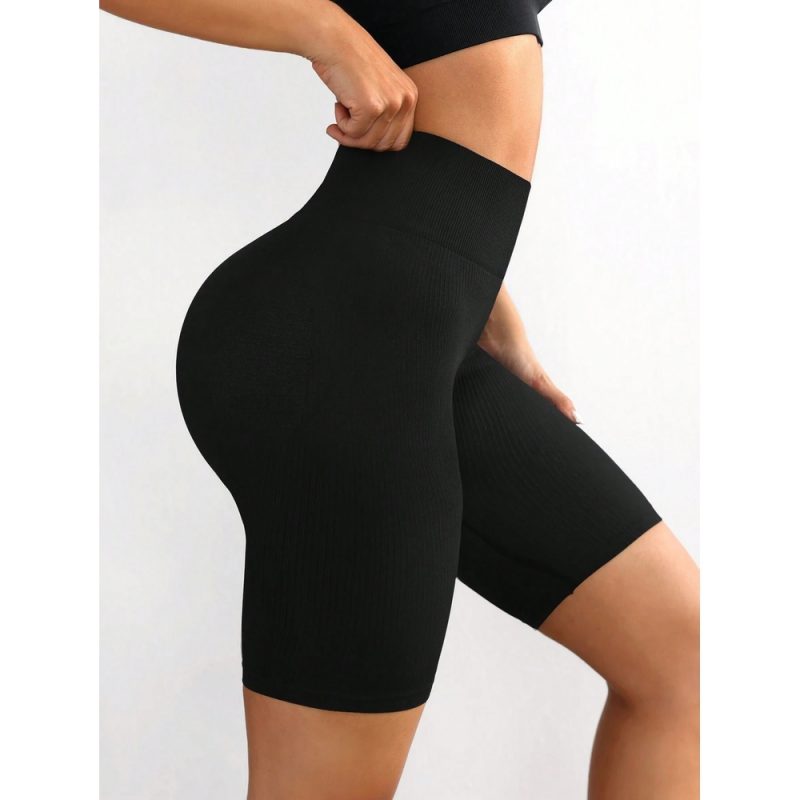 Colanți scurți sport damă talie înaltă Negru – FITINT 468 2025 5