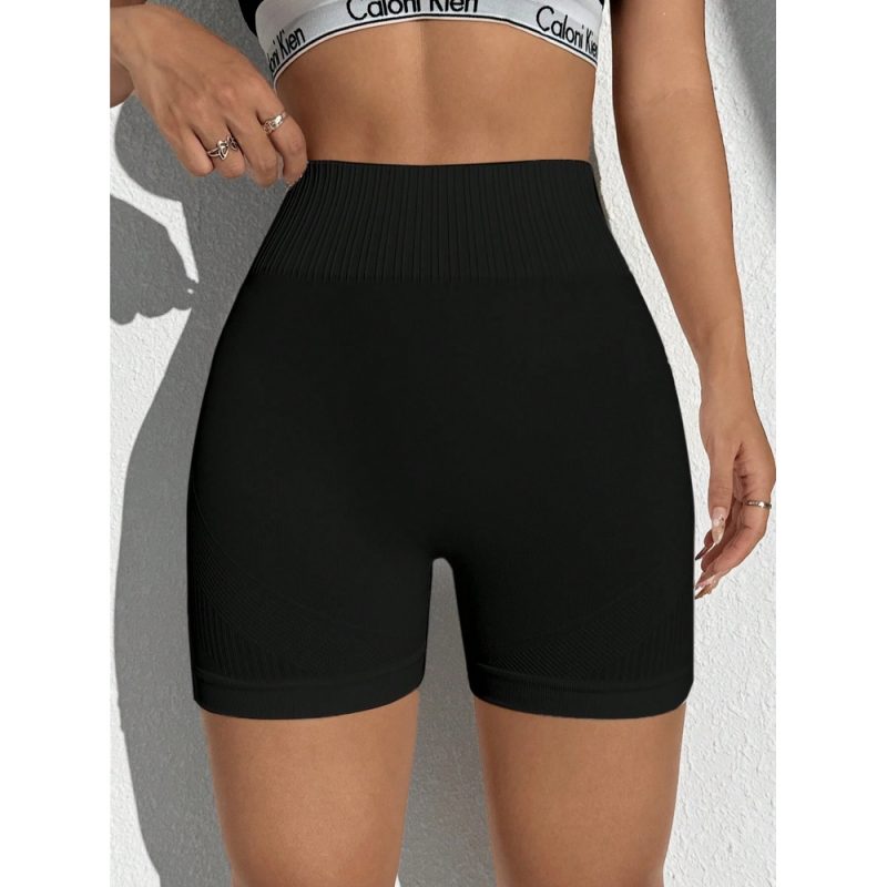 Pantaloni scurți sport push up damă fără cusături slim fit Negru 451 2025 1
