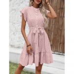 Rochie dama casual cu buline FITINT Roz 321 2025 16