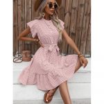Rochie dama casual cu buline FITINT Roz 321 2025 8