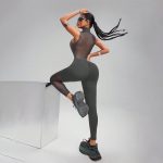 Salopetă fitness damă push-up Gri – FITINT 076 2025 13