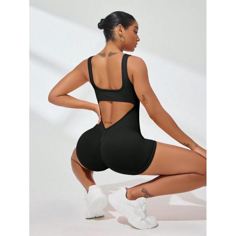 Salopetă fitness damă Negru – FITINT 085 2025 4