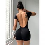 Salopetă sport damă push up elasticitate ridicată Negru – FITINT 282 2025 11