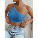 Top cropped damă slim fit pe un umăr Albastru – FITINT 341 2025 11