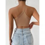 Top cropped damă slim fit pe un umăr Bej – FITINT 341 2025 14
