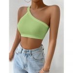 Top cropped damă slim fit pe un umăr Verde – FITINT 341 2025 13