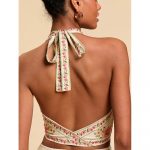 Bluză damă de vară decupaj frontal spate gol Floral– FITINT 081 2025 11