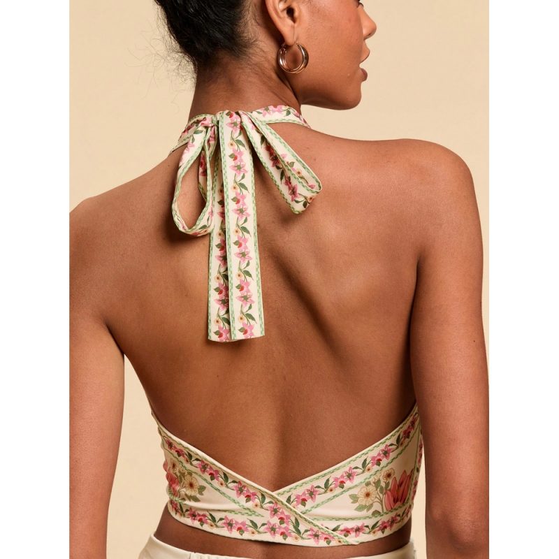 Bluză damă de vară decupaj frontal spate gol Floral– FITINT 081 2025 3