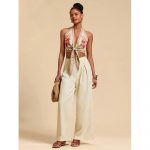 Bluză damă de vară decupaj frontal spate gol Floral– FITINT 081 2025 13