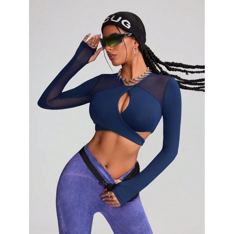 Bustieră sport damă material elastic Albastru – FITINT 402 2025 3
