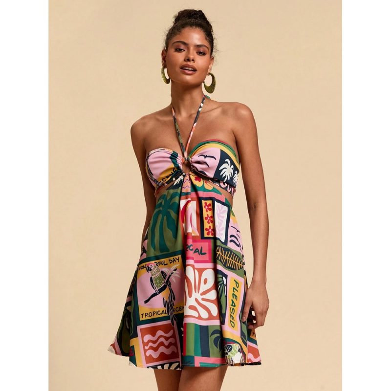 Rochie damă casual cu prindere după gât Multicolor - FITINT 223 2025 3