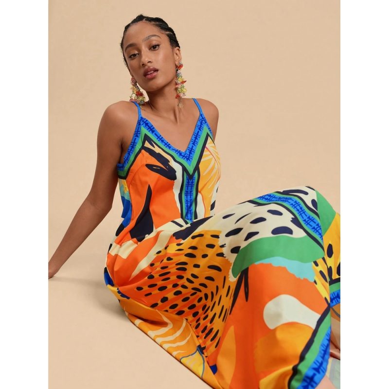 Rochie damă de vacanță decolteu în V imprimeu floral Multicolor – FITINT 446 2025 4