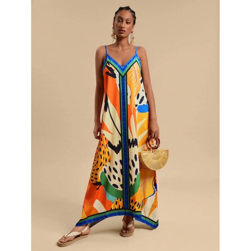 Rochie damă de vacanță decolteu în V imprimeu floral Multicolor – FITINT 446 2025 5