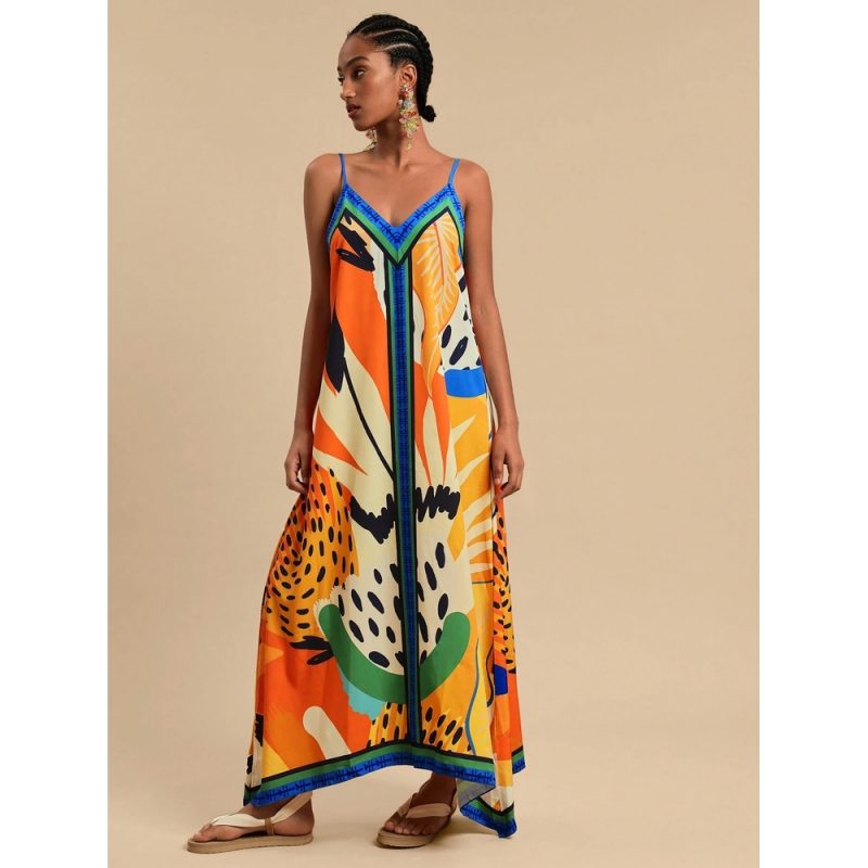 Rochie damă de vacanță decolteu în V imprimeu floral Multicolor – FITINT 446 2025 6