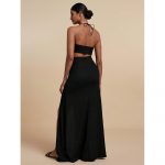 Rochie damă lunga casual decupaj lateral cu spate gol Negru – FITINT 230 2025 15