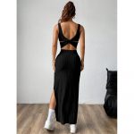 Rochie damă fără mâneci cu despicături laterale Negru – FITINT 128 2025 12