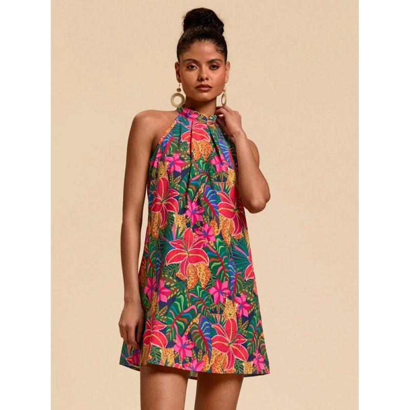 Rochie damă imprimeu floral decolteu spate gol Multicolor – FITINT 329 2025 2