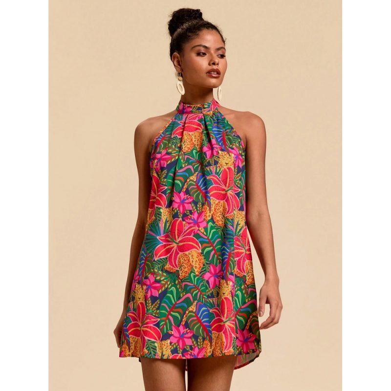 Rochie damă imprimeu floral decolteu spate gol Multicolor – FITINT 329 2025 4