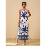 Rochie damă imprimeu tropical spate gol casual plajă Multicolor – FITINT 364 2025 10