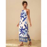 Rochie damă imprimeu tropical spate gol casual plajă Multicolor – FITINT 364 2025 12