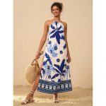 Rochie damă imprimeu tropical spate gol casual plajă Multicolor – FITINT 364 2025 8