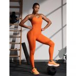 Salopetă fitness damă push-up Portocaliu – FITINT 380 2025 16