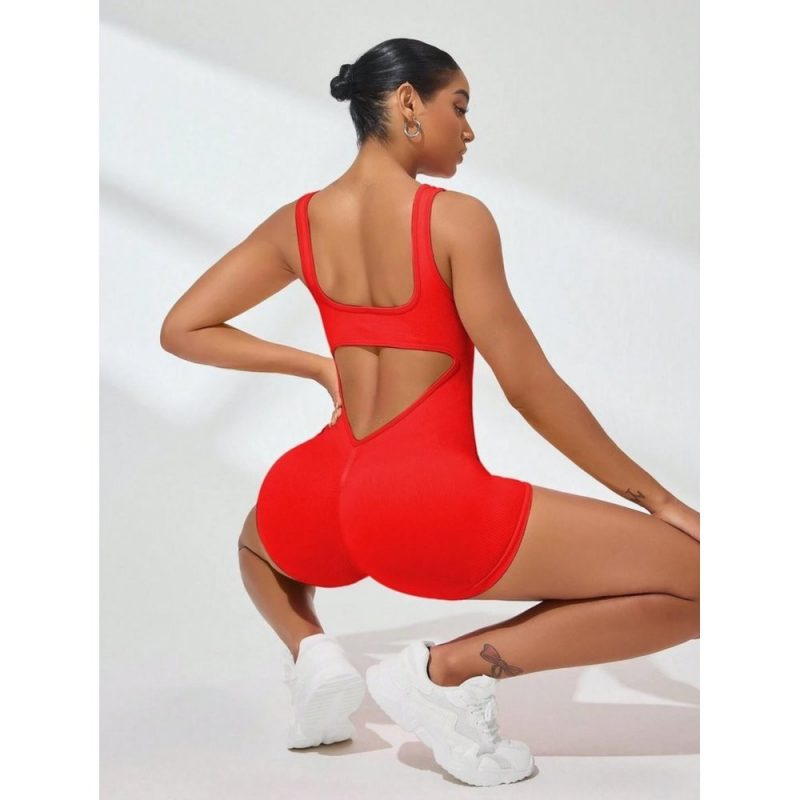 Salopetă fitness damă Rosu – FITINT 085 2025 4