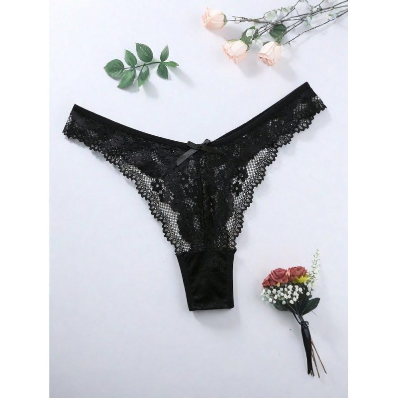 Chiloti brazilian dantela FITINT cu funda Negru - FITINT 060 2025 2