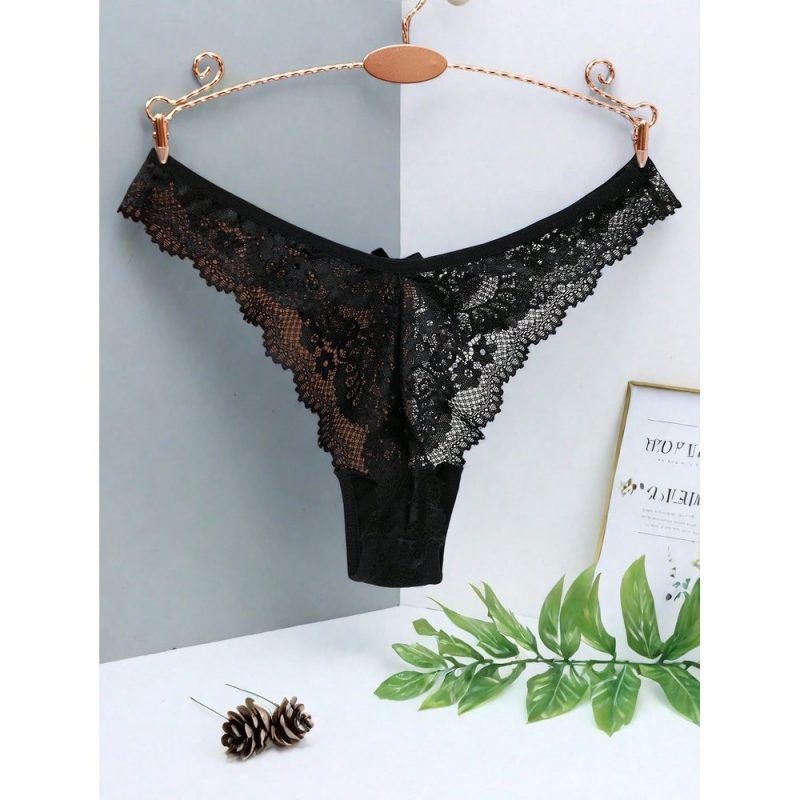 Chiloti brazilian dantela FITINT cu funda Negru - FITINT 060 2025 1