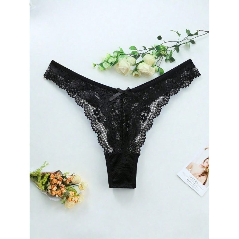 Chiloti brazilian dantela FITINT cu funda Negru - FITINT 060 2025 4