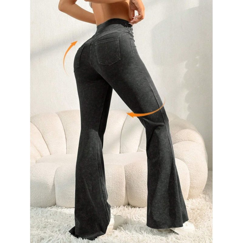 Colanti damă evazați stil blugi cu buzunare Gri – FITINT 481 2025 3