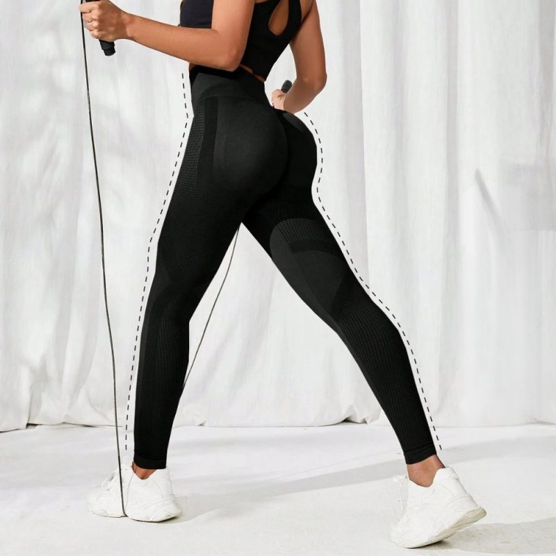 Colanți sport damă push-up talie înaltă Negru – FITINT 049 2025 3