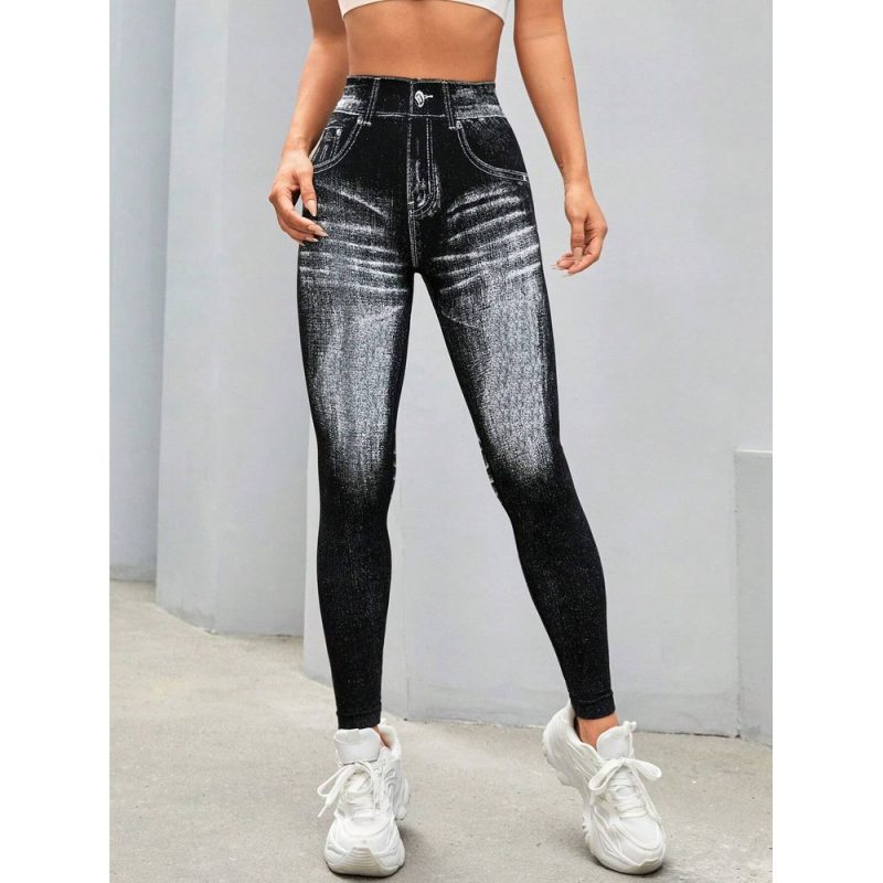Colanți sport damă push-up talie înaltă Negru – FITINT 244 2025 4