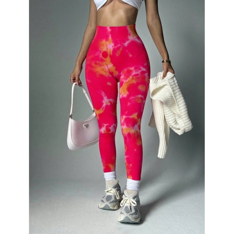 Colanți sport damă push-up tie dye Rosu – FITINT 042 2025 3