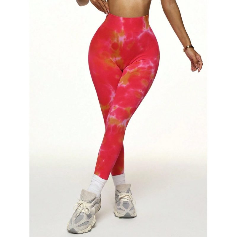 Colanți sport damă push-up tie dye Rosu – FITINT 042 2025 6