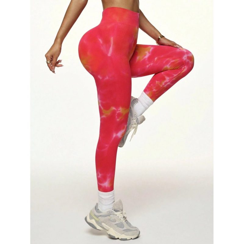 Colanți sport damă push-up tie dye Rosu – FITINT 042 2025 5