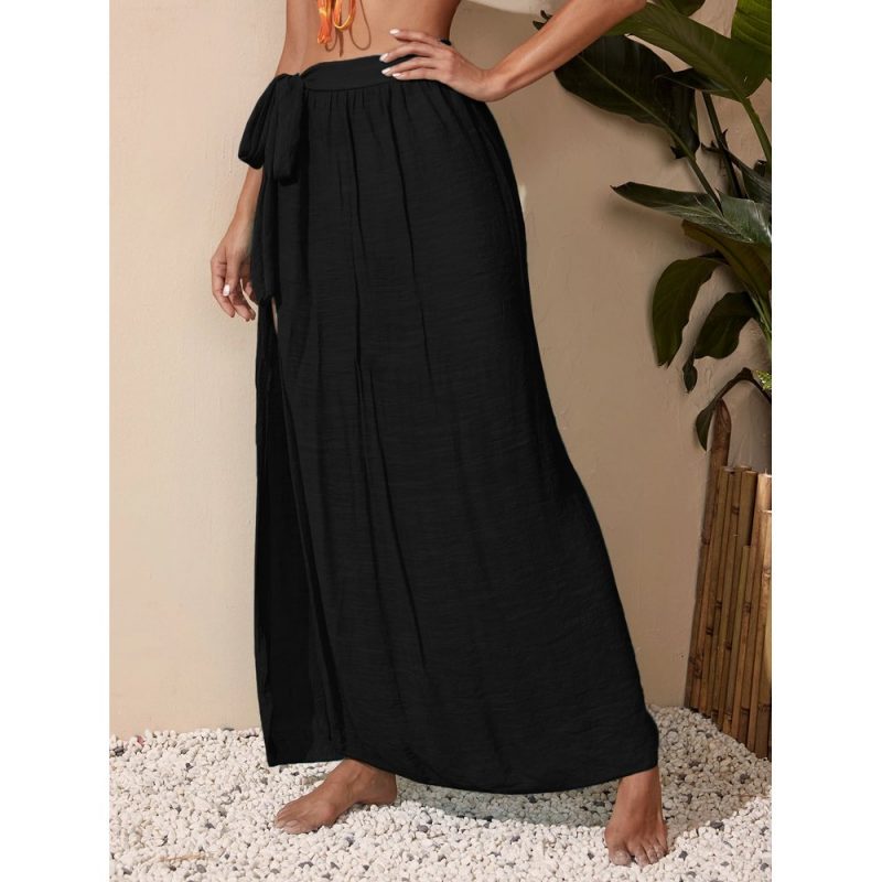 Fustă plajă damă cover up semi transparentă Negru – FITINT 377 2025 3
