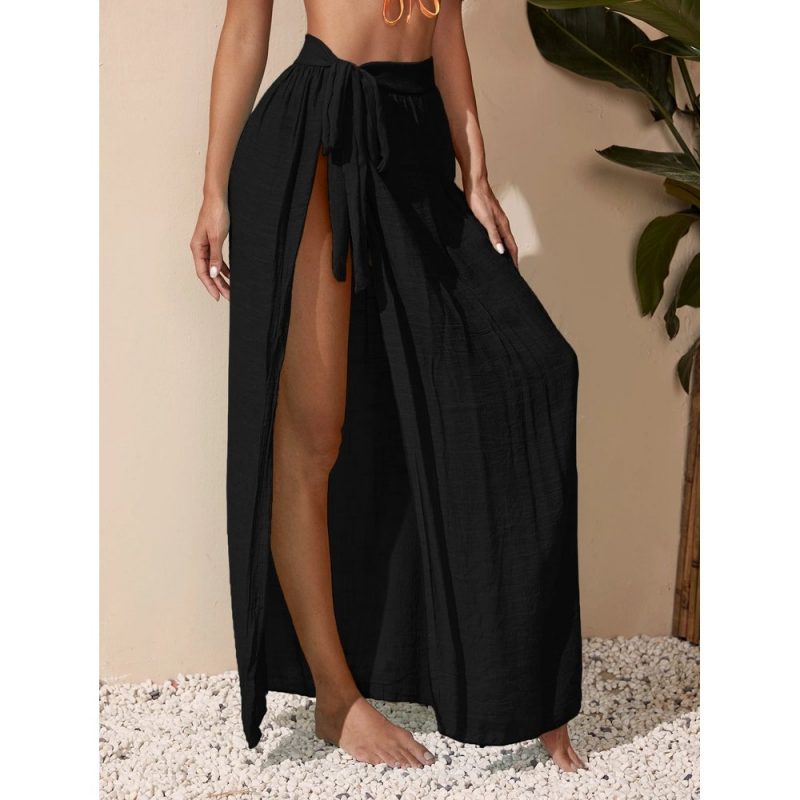 Fustă plajă damă cover up semi transparentă Negru – FITINT 377 2025 2