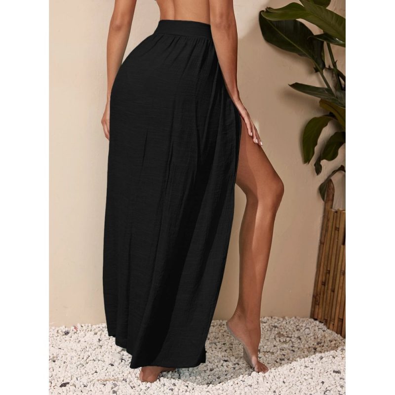 Fustă plajă damă cover up semi transparentă Negru – FITINT 377 2025 6