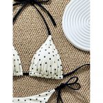 Costum de baie damă tanga 2 piese ajustabil Alb cu buline – FITINT 065 - imagine 3