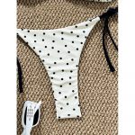 Costum de baie damă tanga 2 piese ajustabil Alb cu buline – FITINT 065 - imagine 5