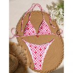 Costum de baie damă 2 piese ajustabil Alb cu capșune – FITINT 202 - imagine 3