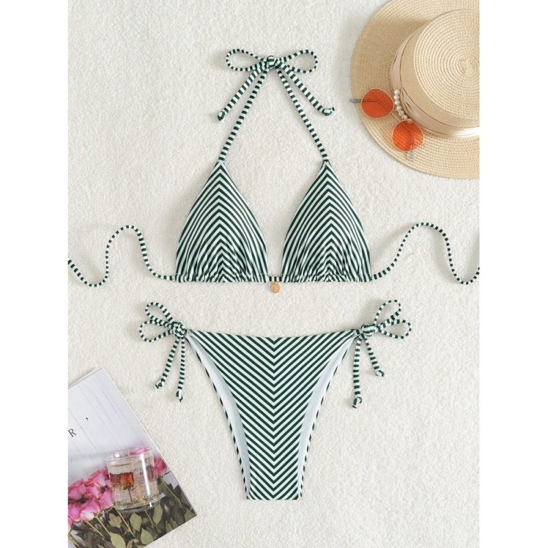 Costum de baie damă 2 piese ajustabil Alb cu Verde – FITINT 096 - imagine 4